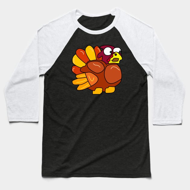 Chicken Turkey (eyes looking down right and facing the right side) - Thanksgiving Baseball T-Shirt by LAST-MERCH